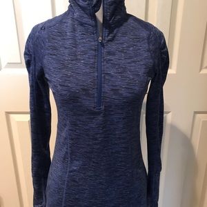 Blue, black and gray heathered zip pullover